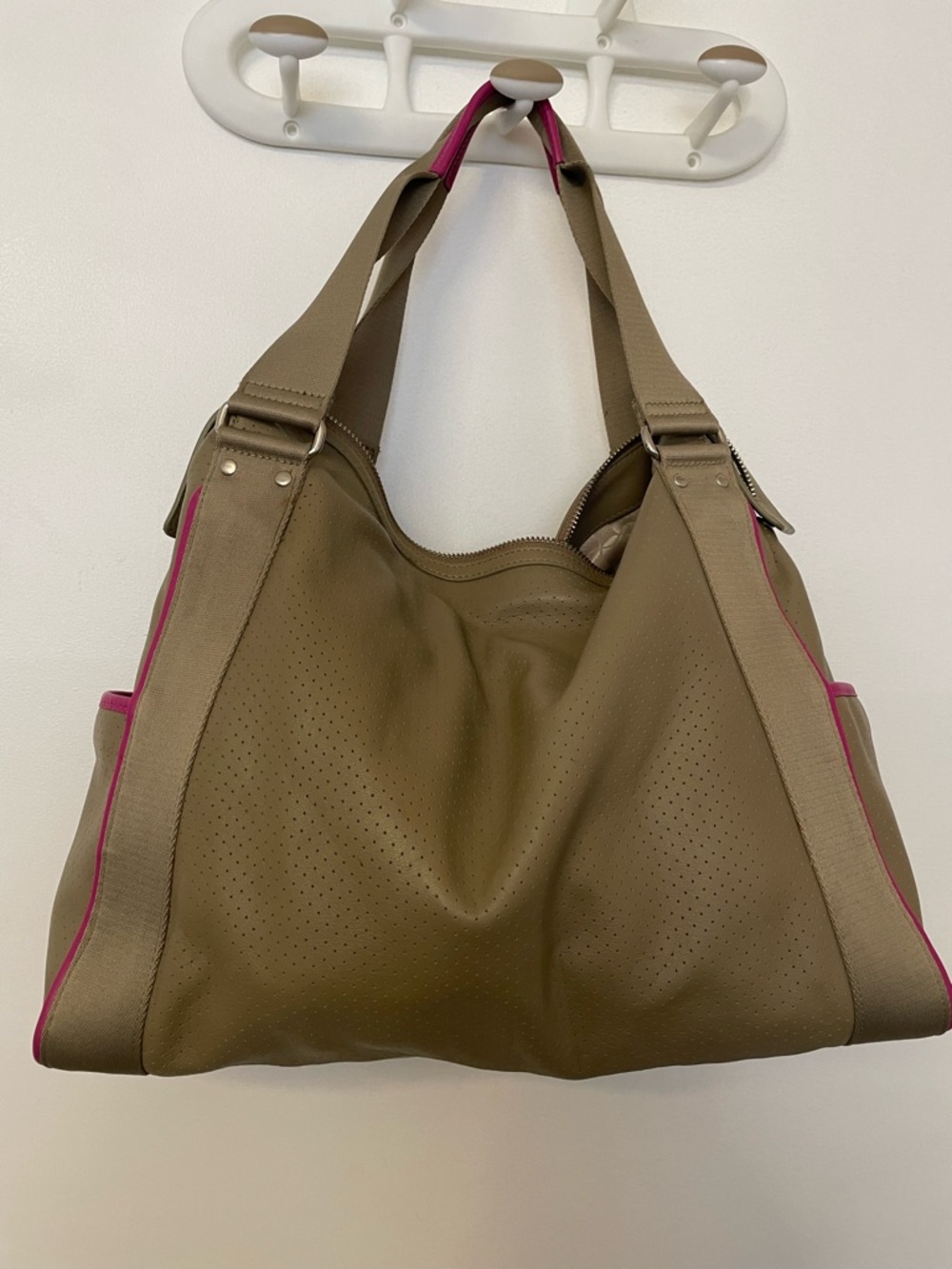 Lacoste Perforated leather tote